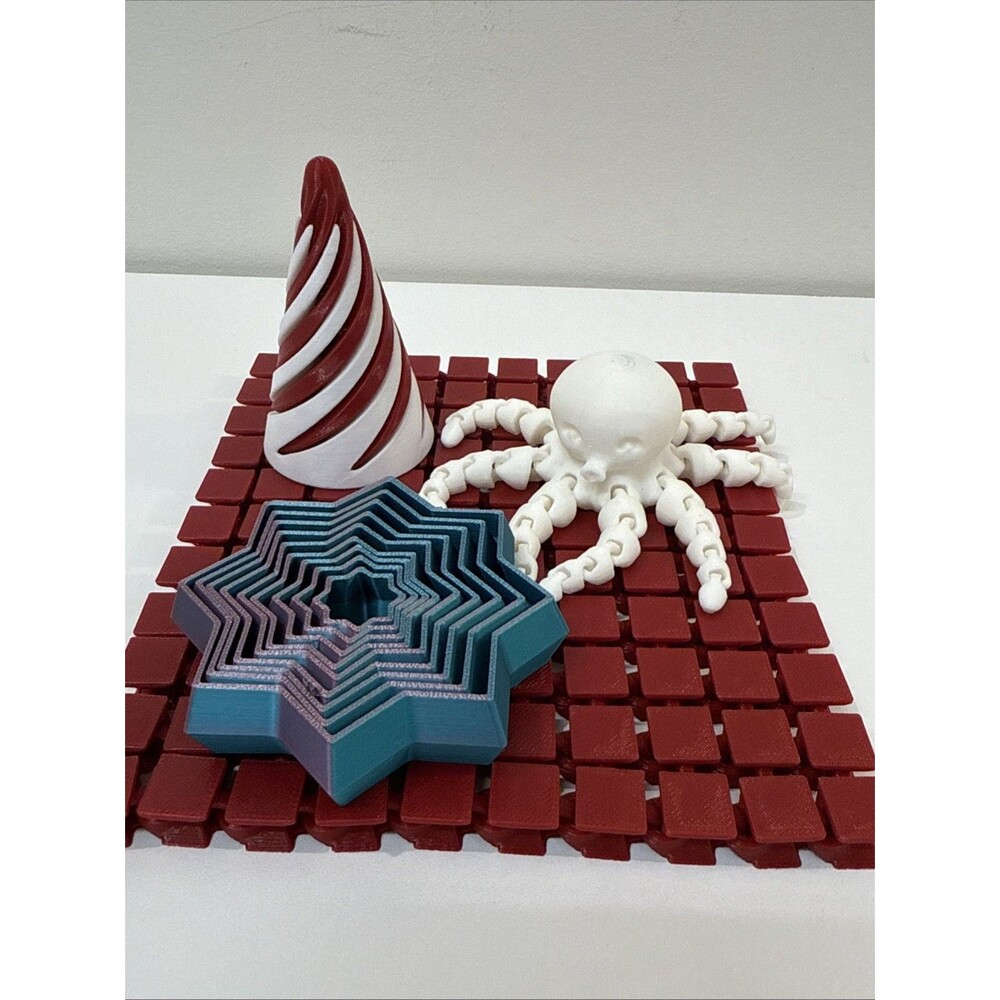 Lot Of 4 3D Printed Fidget Toys Cone Octopus Star And Matt Sensory Toy Play